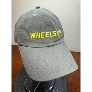 Wheels Up Grey Baseball Cap Embroidered Yellow 8760 USA Flag One Size Fits All